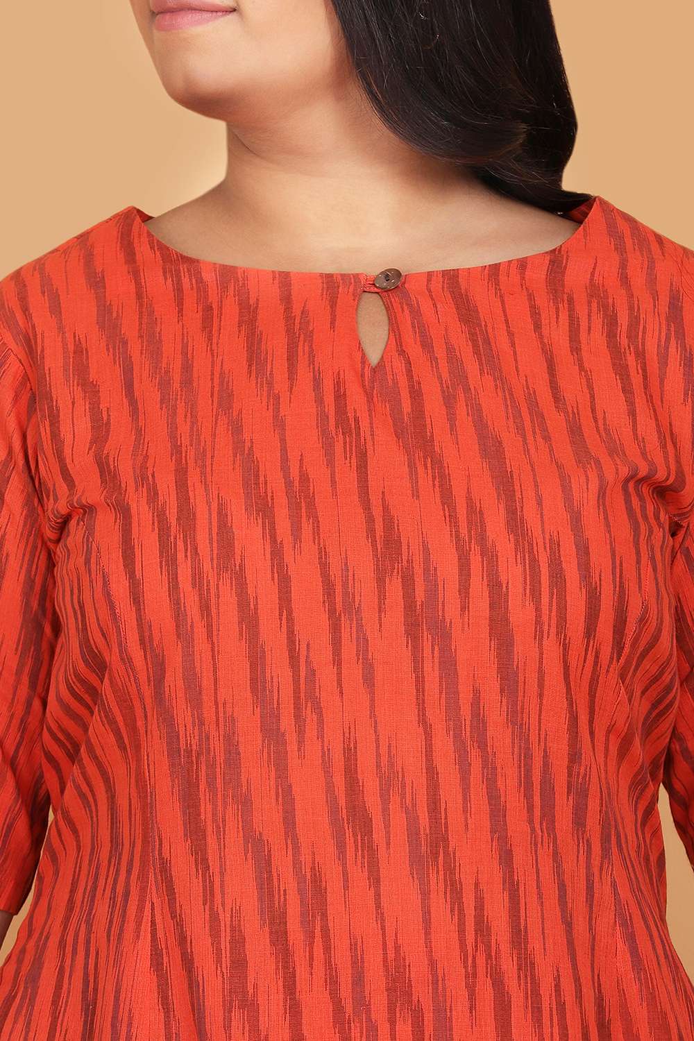 Orange Flare Ikat Kurta Set