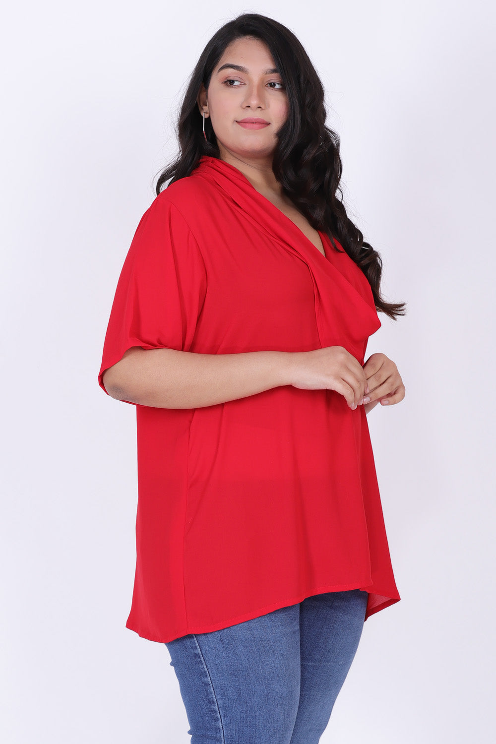 Red Cowl Top