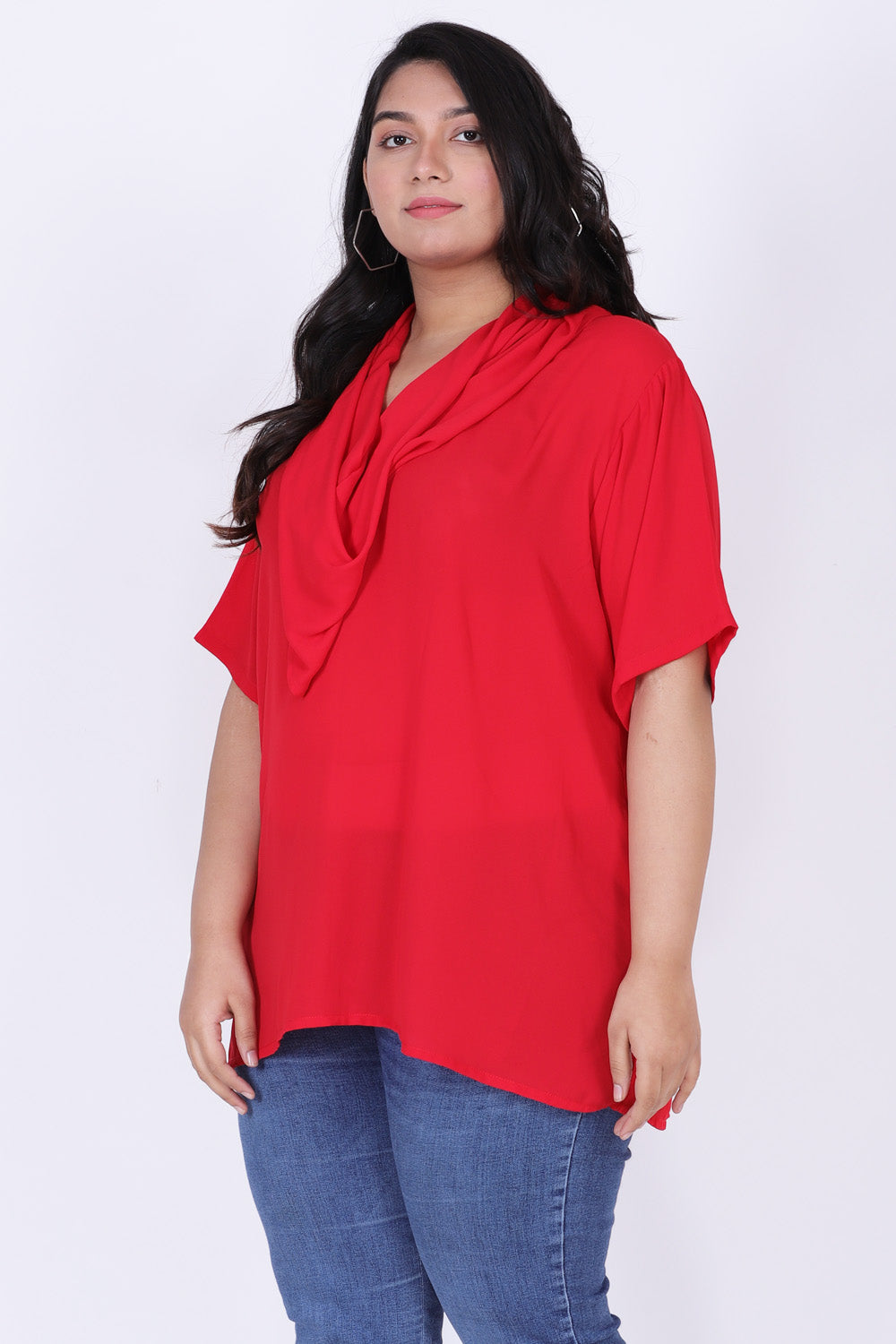 Red Cowl Top