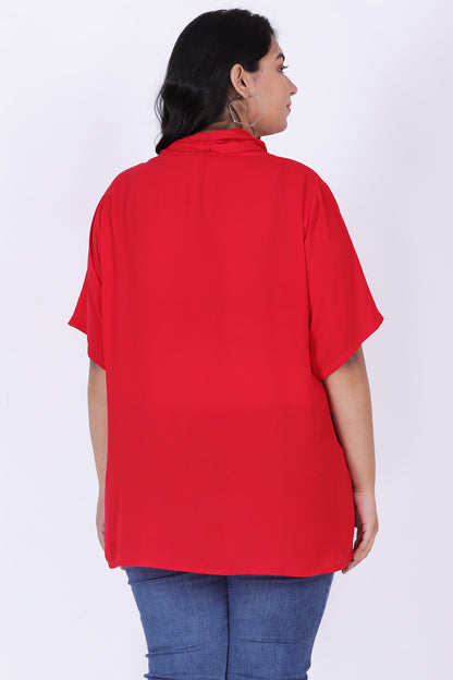 Red Cowl Top