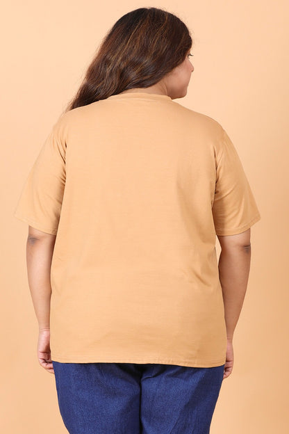 Beige Solid T-Shirt