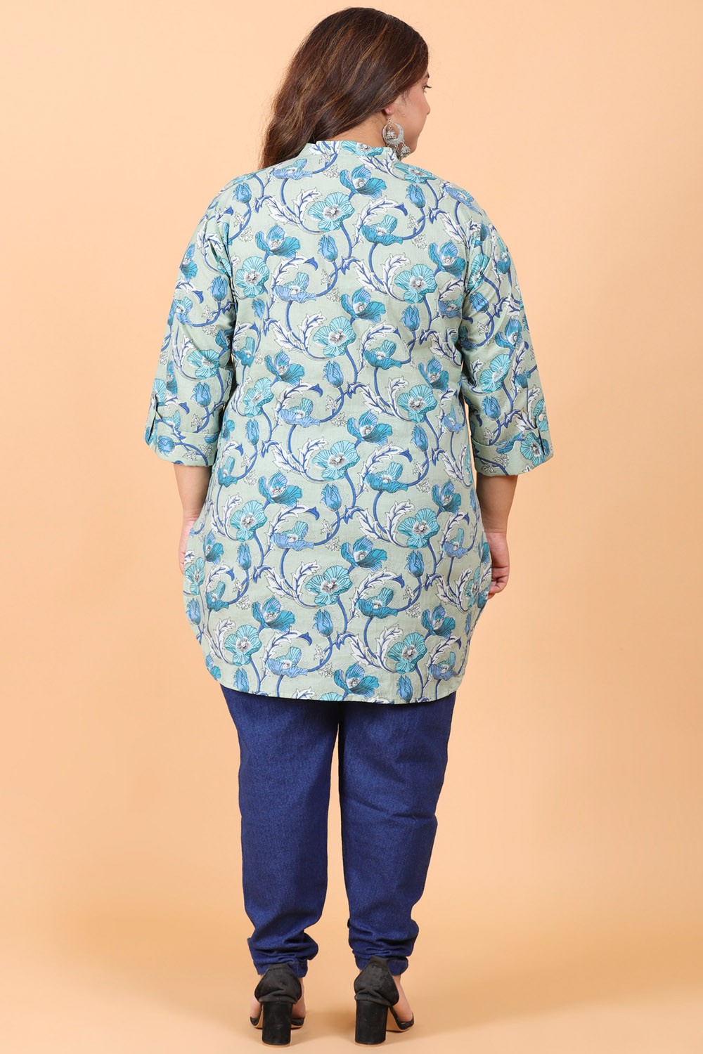 Mint Floral Print Cotton Tunic