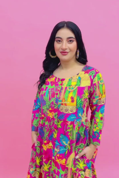 Colorful Glory Printed Shirt Dress