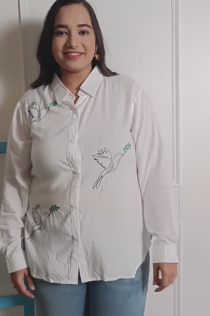 Finch Embroidered White Shirt