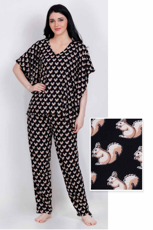 Plus Size Quirky Print Kaftan Top &amp; Pyjama Set