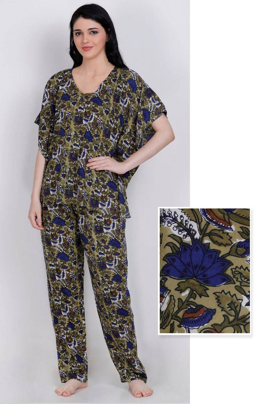 Plus Size Printed Kaftan Top &amp; Pyjama Set