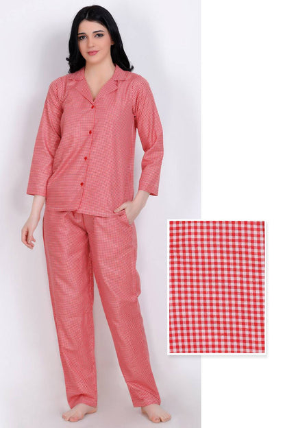 Plus Size Red Checked Top &amp; Pyjama Set