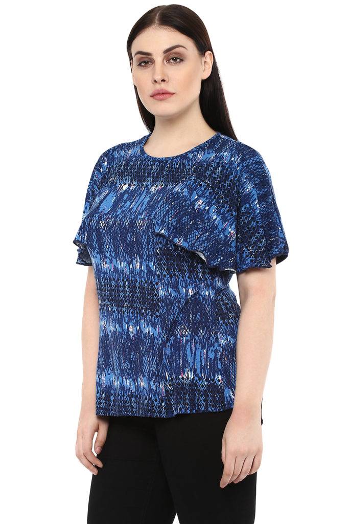 Blue Ruffle Top