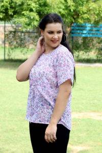 Pretty Pink Floral Tie Top