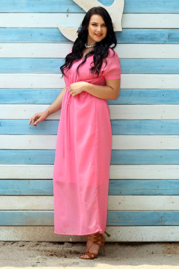 plus size pink beach gown