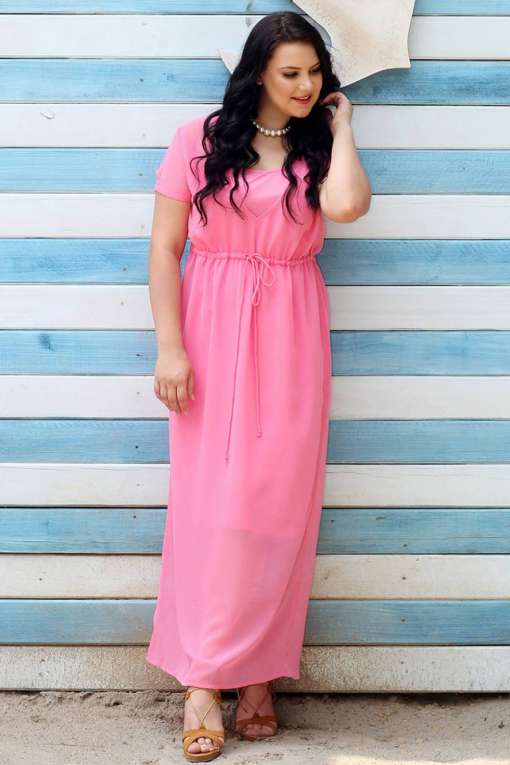 plus size pink beach gown