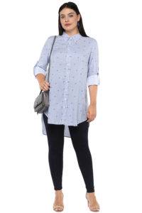 Plus Size Stripes Long Shirt-2