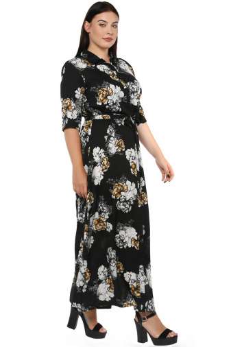 Plus Size Floral Maxi Dress-5