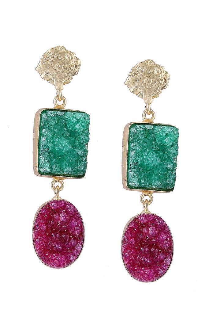 Green & Pink Natural Stone Dangler-1