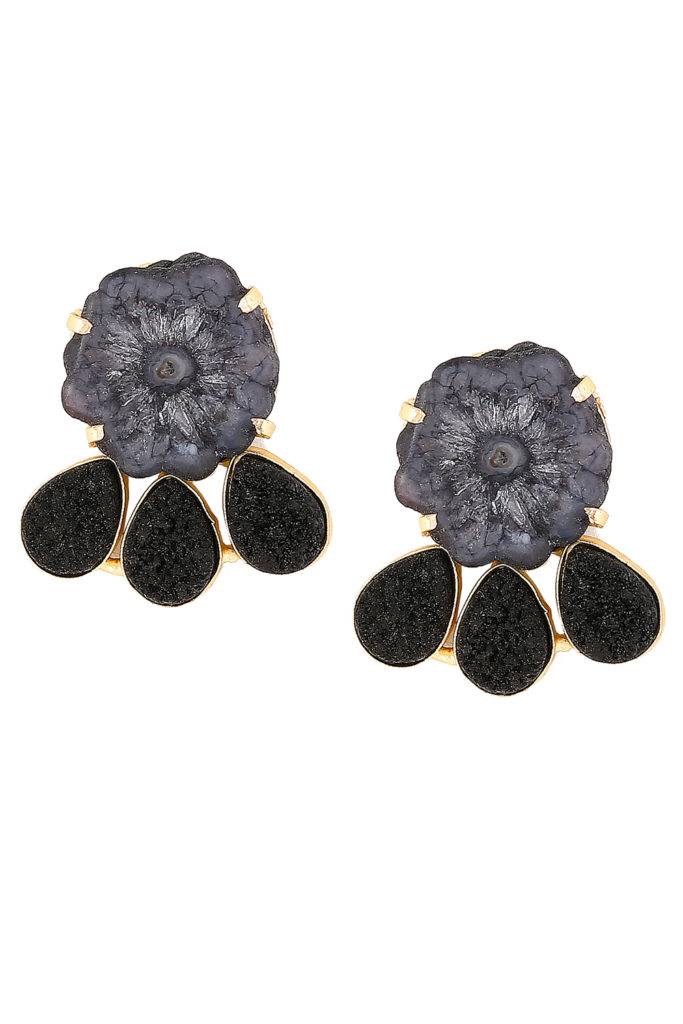 Black Agate Stones Statement Earrings