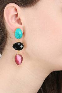 Three colour Stone Earring