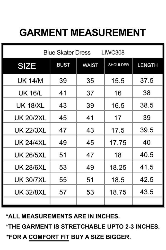 Blue Skater Dress-garment-measures