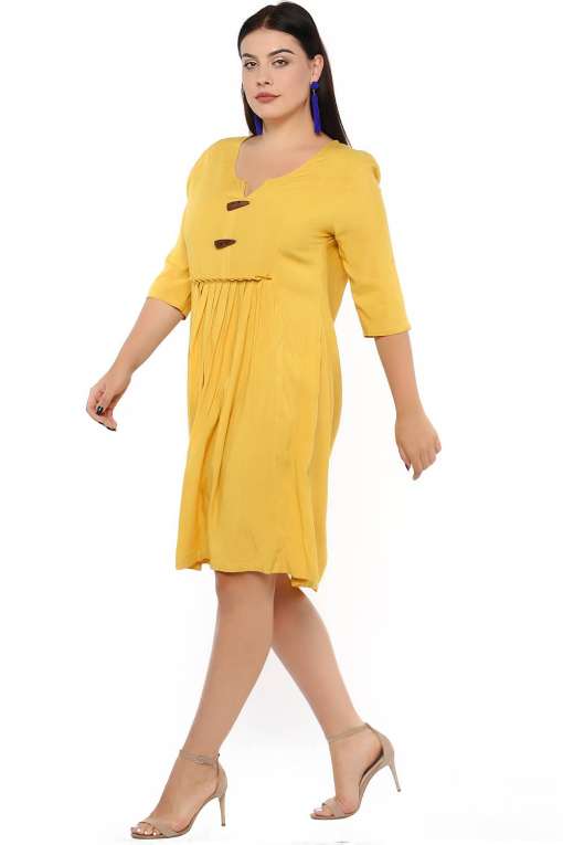 Mustard Pleated Dress