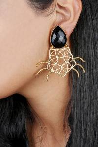 Black Stone Geometric Shape Earring