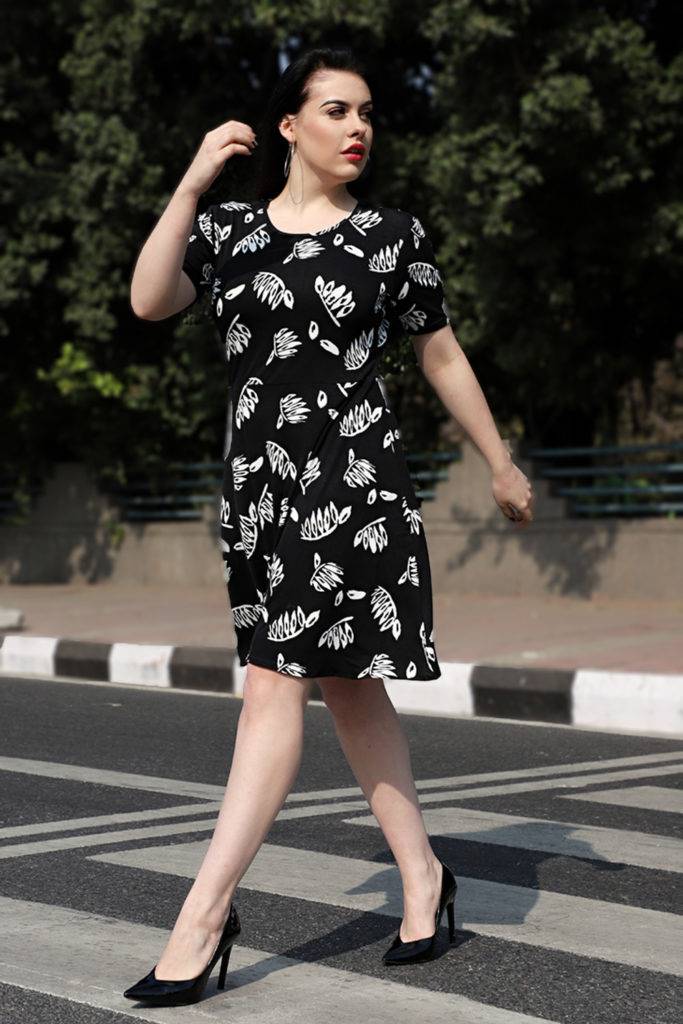 Plus Size Monochrome Skater Dress