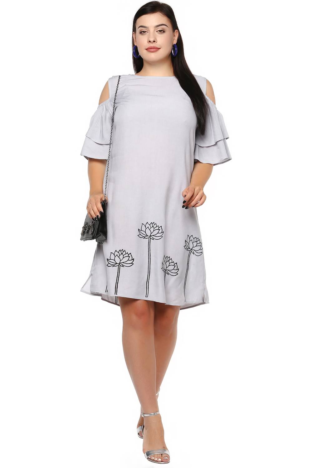 Grey Block Print Dress - LASTINCH