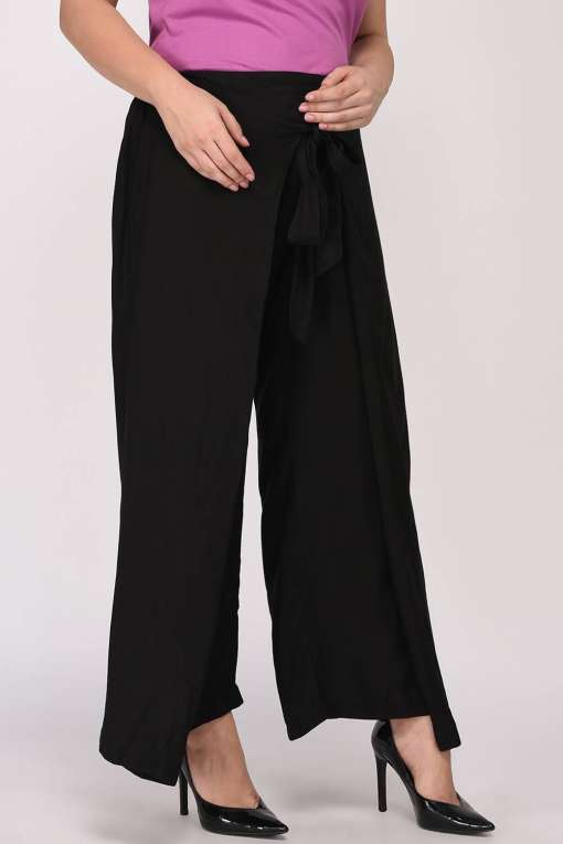 Plus Size Black Wrap Trouser-2