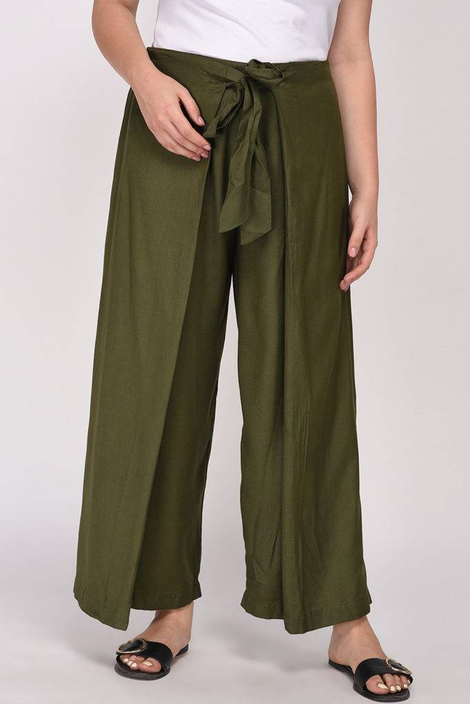 Olive Green Wrap Trouser - LASTINCH