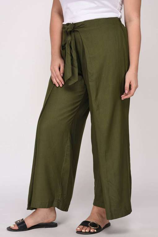 Plus Size Olive Green Trouser-2