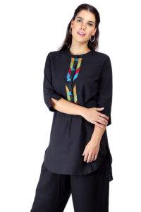 Black Handloom Cotton Short Kurti4