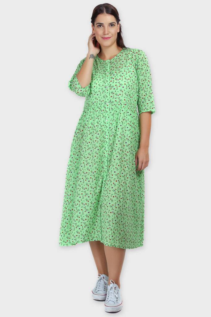 Green Long Flared Dress3