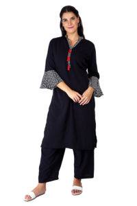 Monochrome Bell Sleeve Kurti2