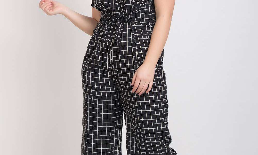 Black And White Check Jumpsuit