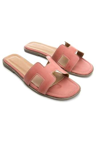 Pink H-Shape Detail Flat Sandals2