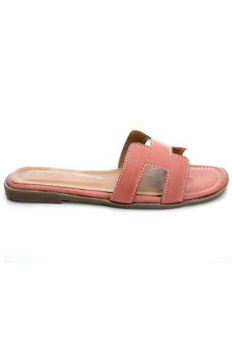 Pink H-Shape Detail Flat Sandals3
