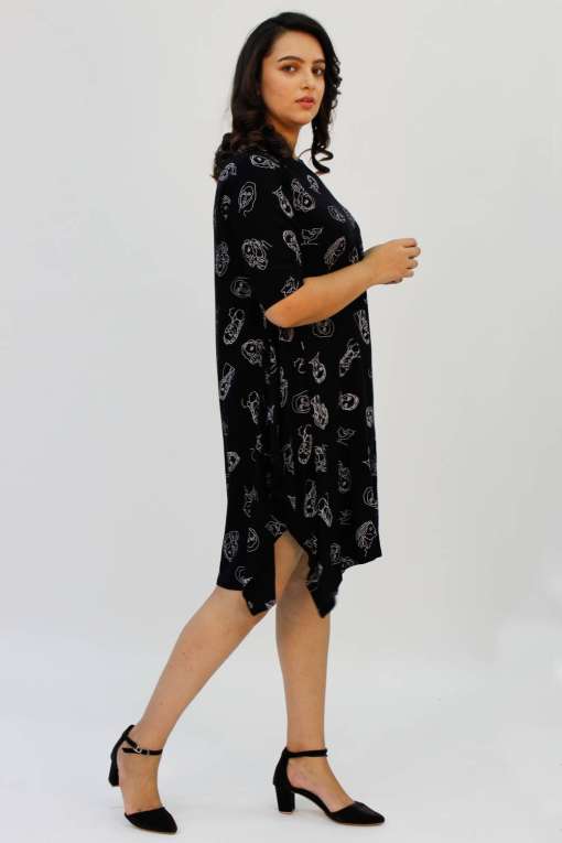 Black Printed Cowl Dress7