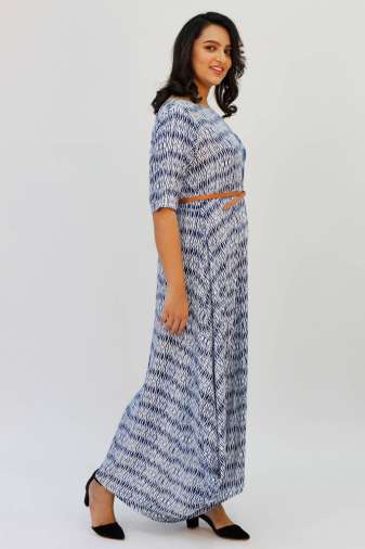 Blue 2-tone Long Cowl Dress6