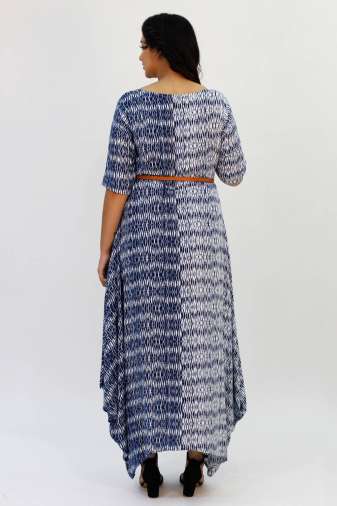 Blue 2-tone Long Cowl Dress7