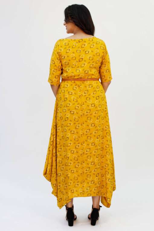 Yellow Cowl Long Dress7