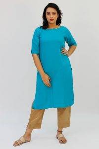 Blue Kurti with Gotta Patti FLOWER4