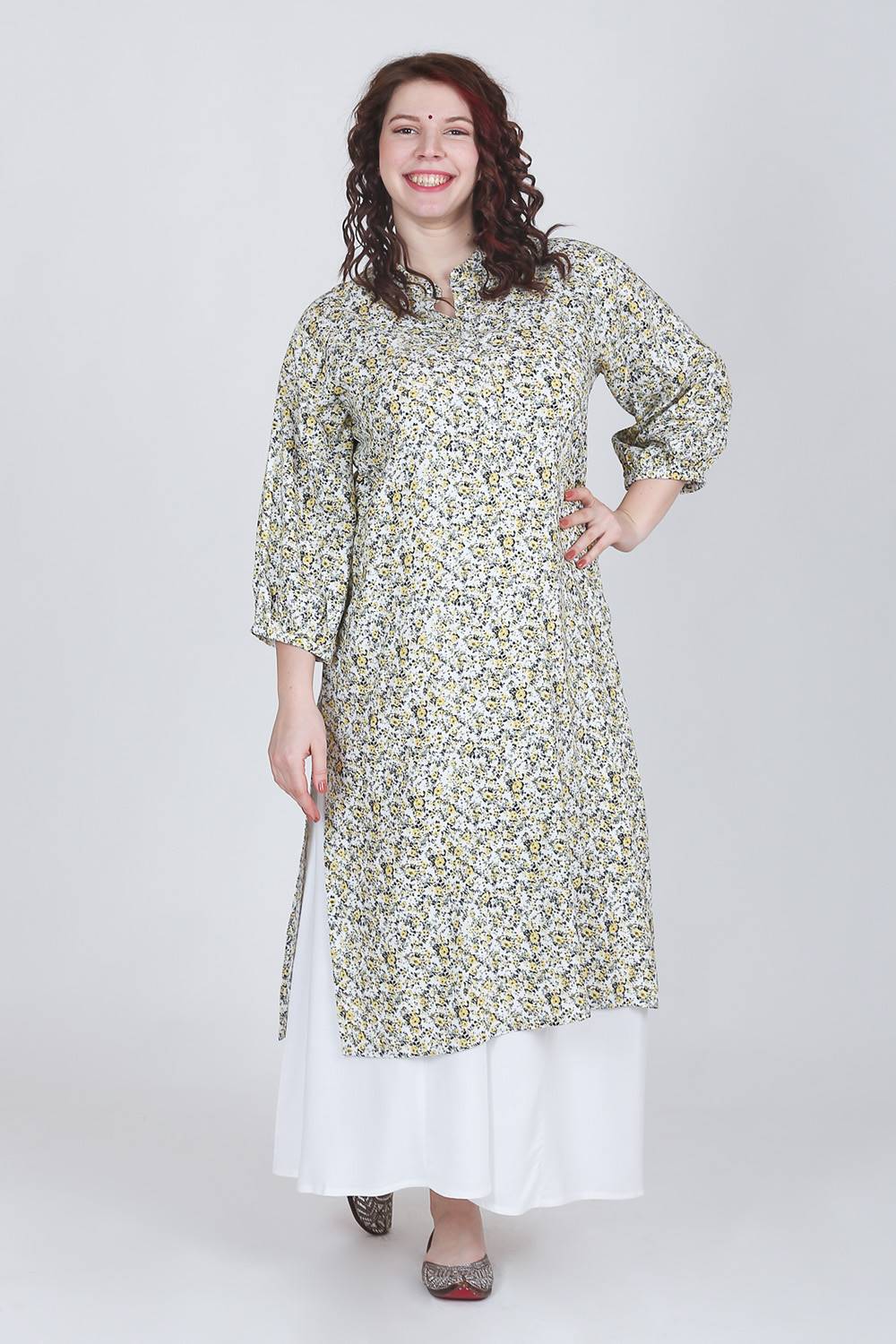 Shop Pure Red Printed Stand Collar Long Sleeves Kurti  Amrut store