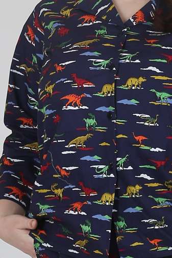 Plus Size Dinosaur Print Night Suit Set