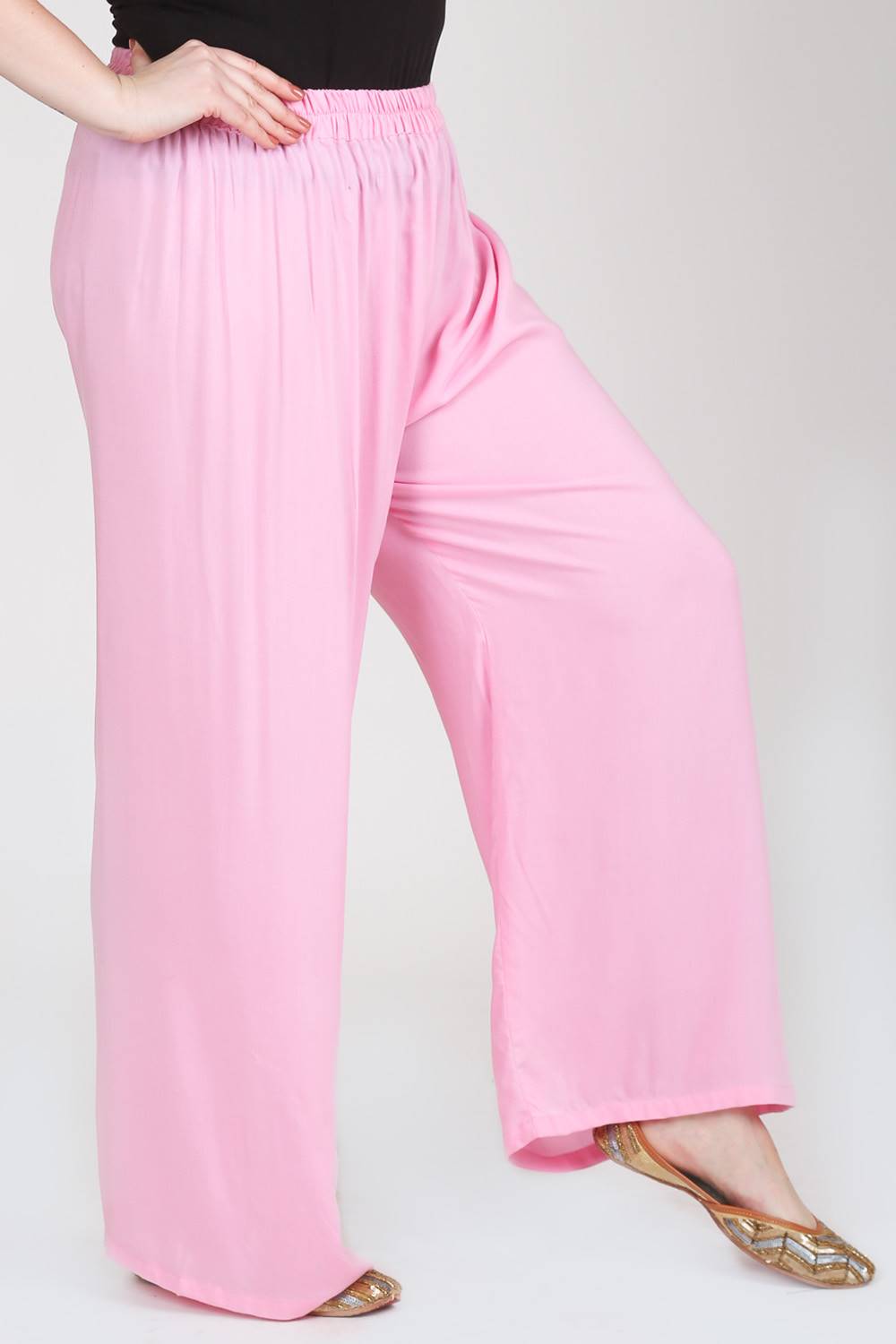 LASTINCH All Size's Solid Pink Palazzo Pants XXS-8XL