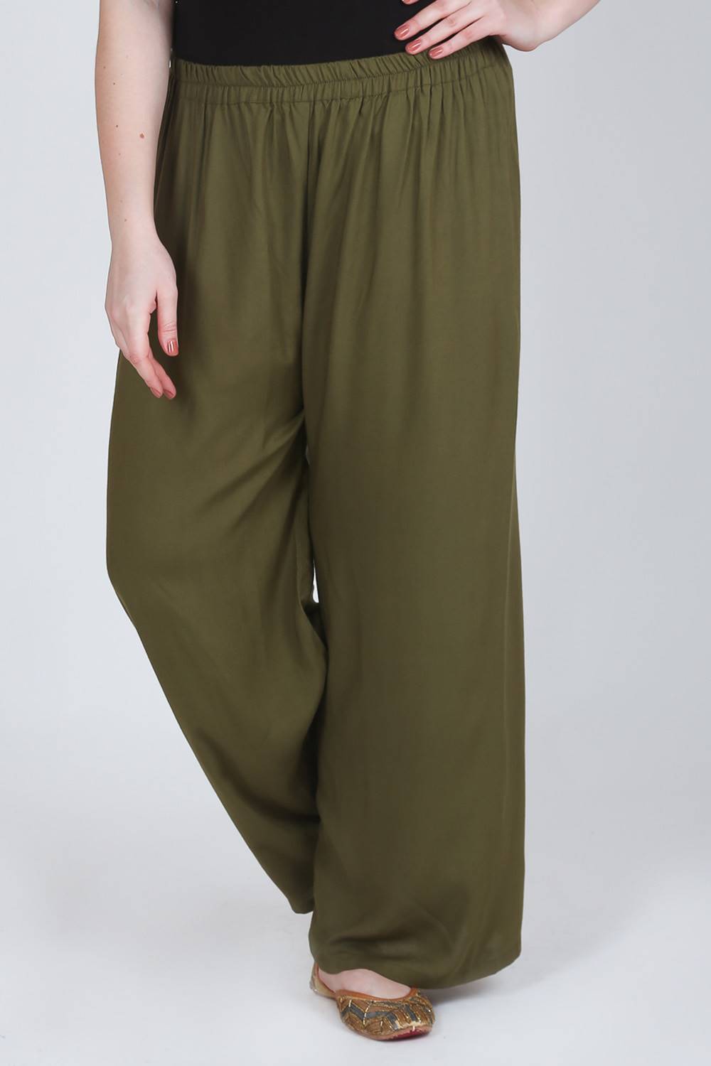 Green lycra palazzo pant for casual look  G3WFP46  G3fashioncom