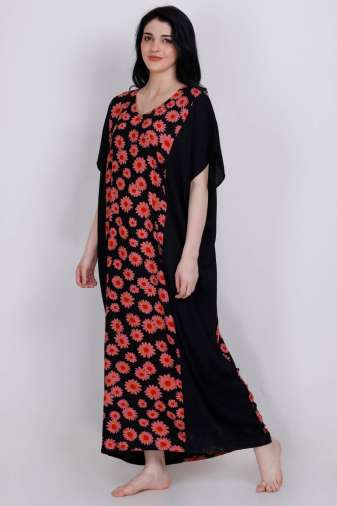 Plus Size Color Block Kaftan Maxi Night Dress