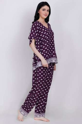 Plus Size Animal Print Kaftan Top & Pyjama Set