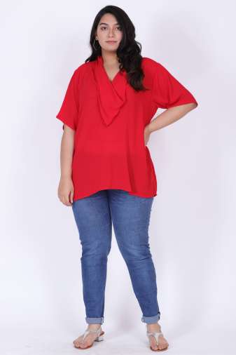 Red Cowl Top