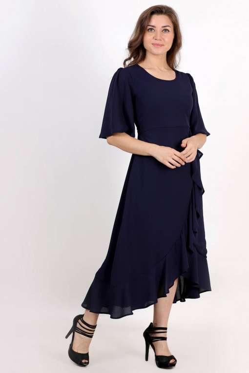 Navy Blue Wrap Style Dress