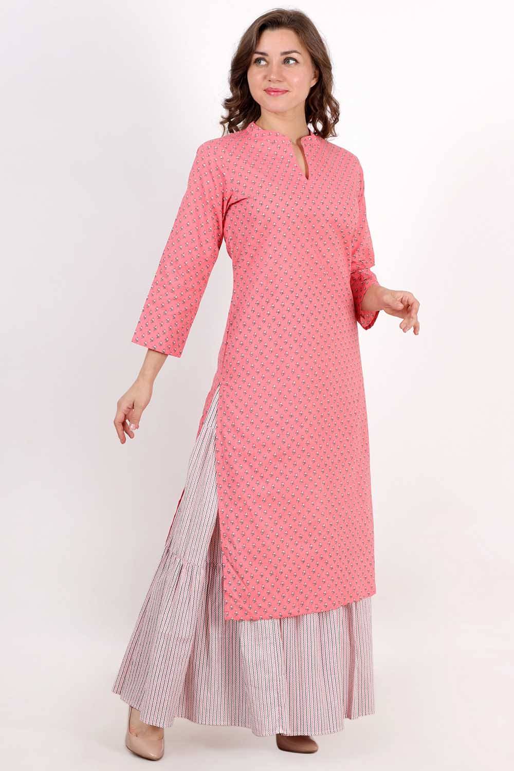 Orange Kurta Set with Pink Jacket | Ikat maxi dress, Pink jacket, Maxi  dress with jacket