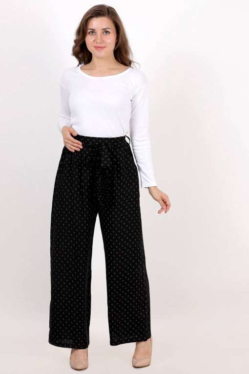 Black Pleated Trouser with Belt