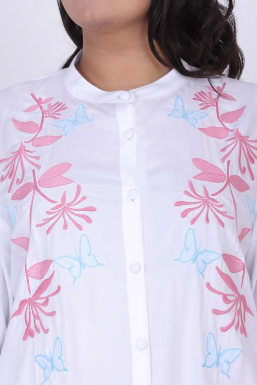 White Embroidered Shirt for Women